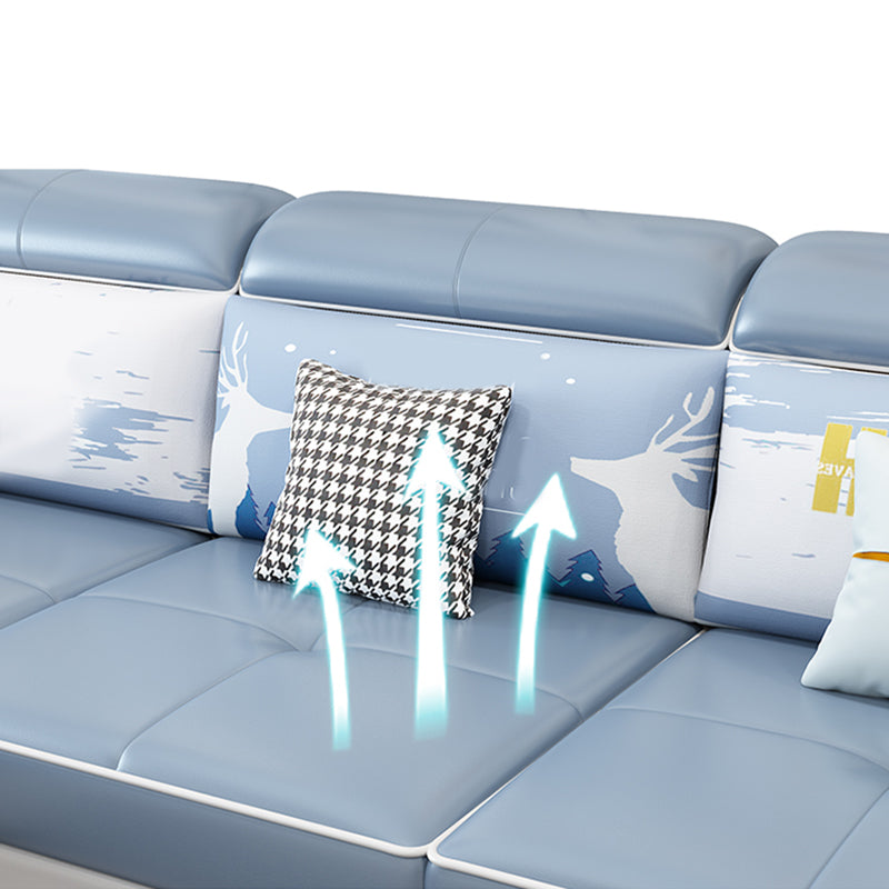 Contemporary 4-seater Sofa Sewn Pillow Back Sectional with Storage