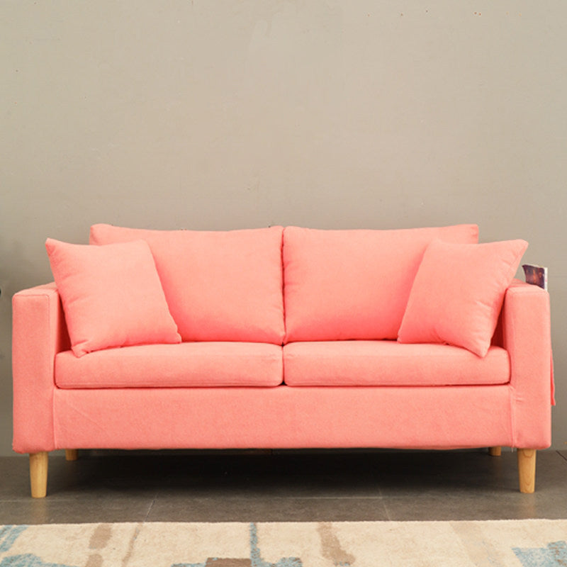Scandinavian Tuxedo Arm Sofa Slipcovered Loveseat with Storage and Pillow Back