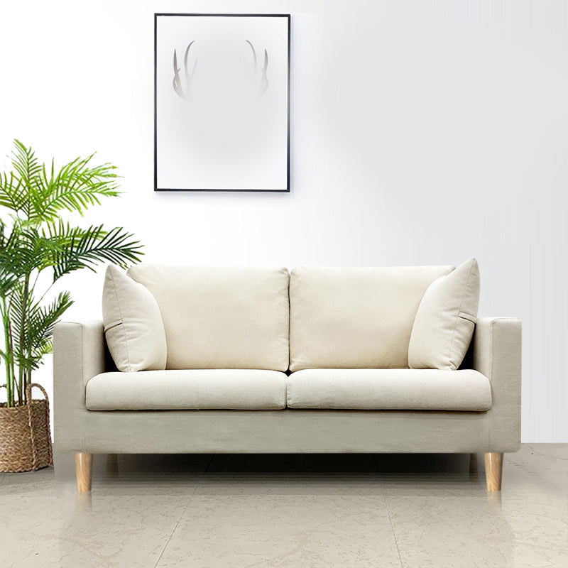 Contemporary Fabric Stationary Square Arm Loveseat with Loose Back