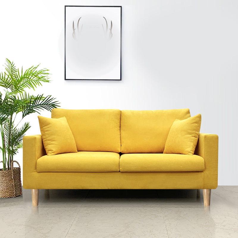 Contemporary Fabric Stationary Square Arm Loveseat with Loose Back