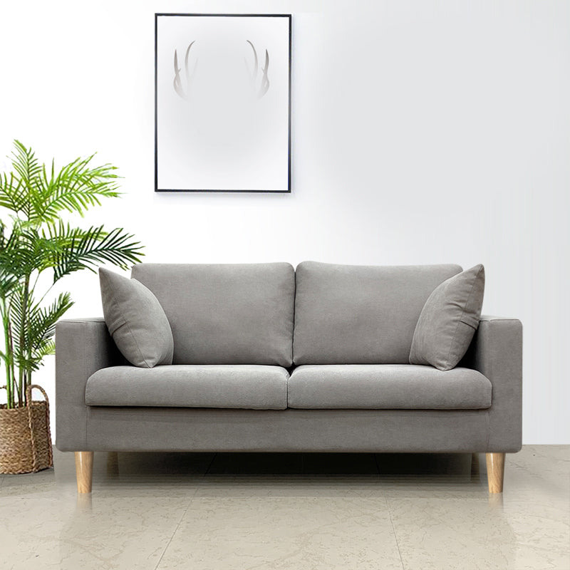 Contemporary Fabric Stationary Square Arm Loveseat with Loose Back