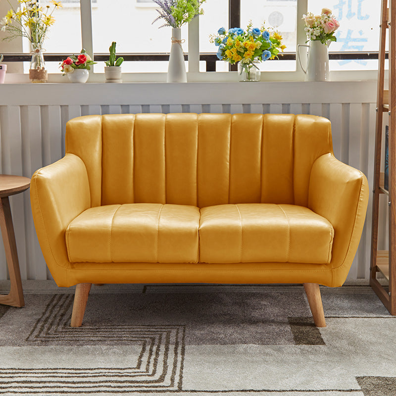 Modern Stain-Resistant Leather Sofa Square Arm Settee with Tight Back