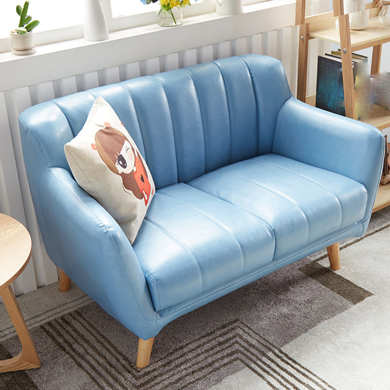 Modern Stain-Resistant Leather Sofa Square Arm Settee with Tight Back