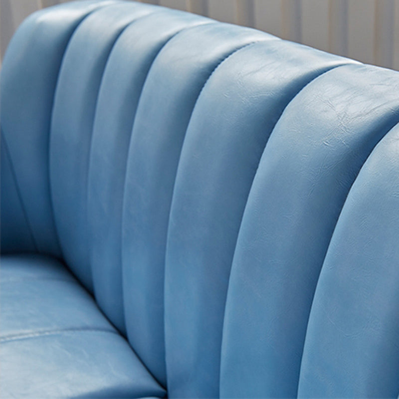 Modern Stain-Resistant Leather Sofa Square Arm Settee with Tight Back