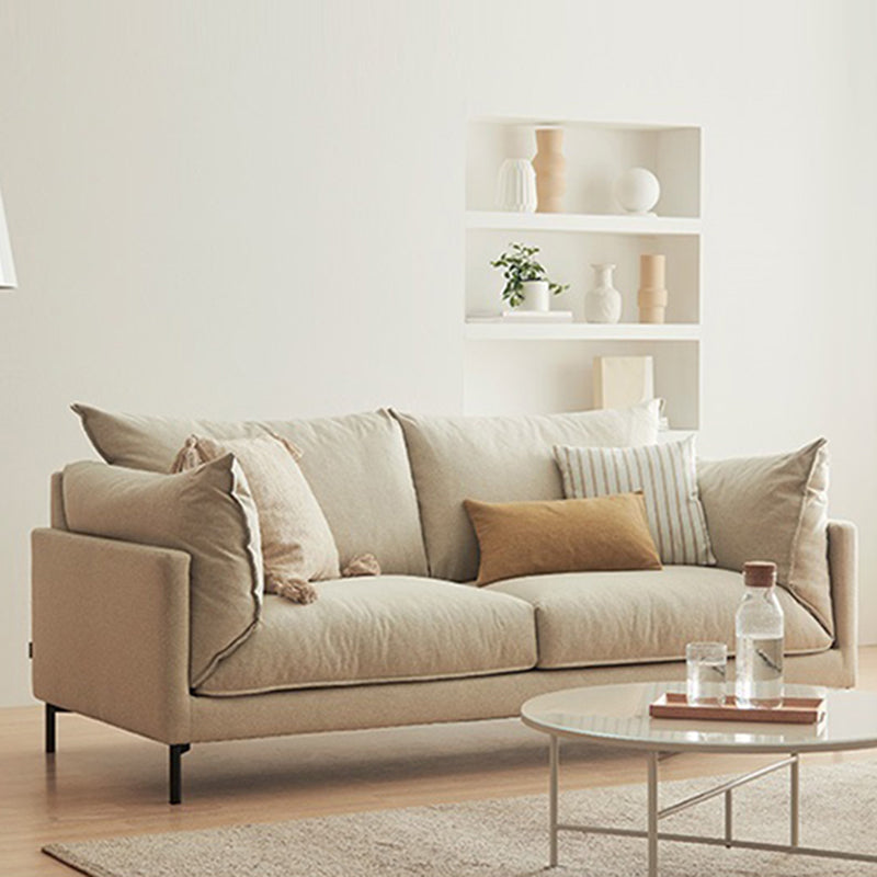 Modern Living Room Fabric Sofa Recessed Arm Loveseat with Black Legs