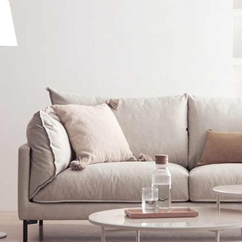 Modern Living Room Fabric Sofa Recessed Arm Loveseat with Black Legs