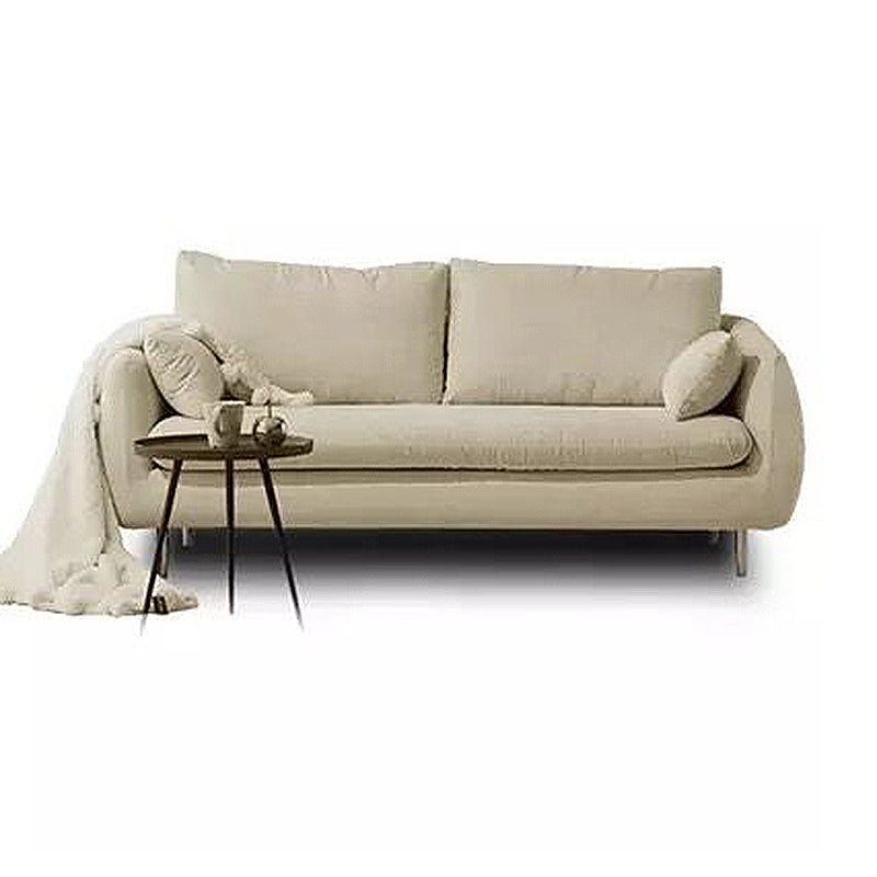 Contemporary Standard Sofa Square Arm Settee Couch with 2 Pillows