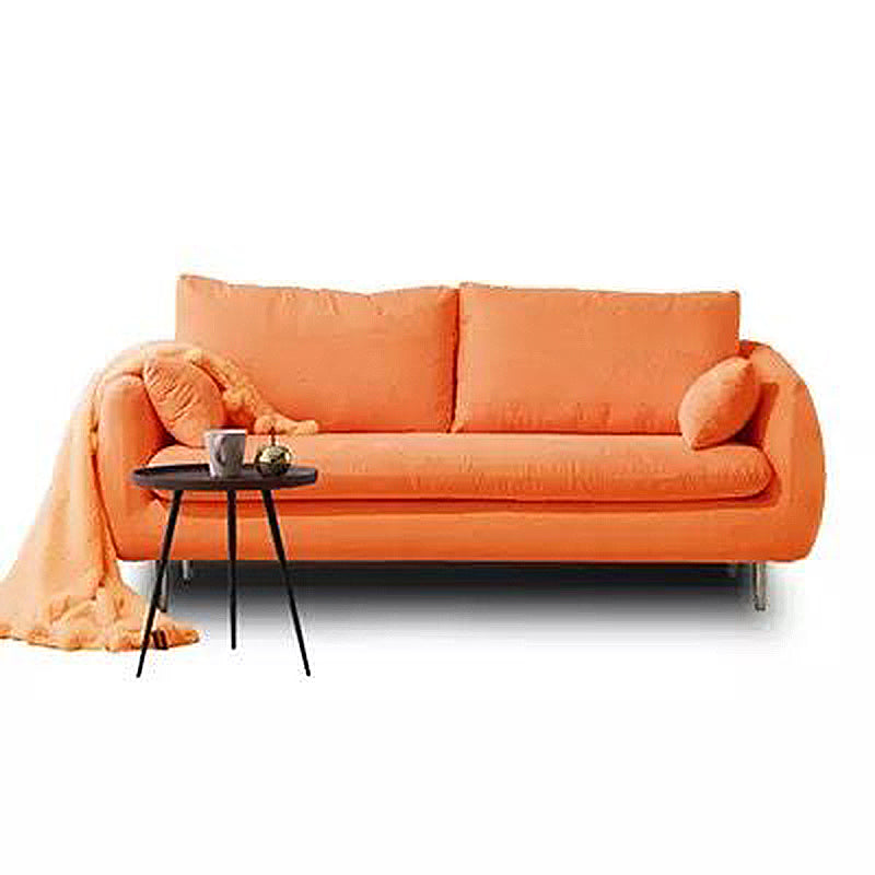 Contemporary Standard Sofa Square Arm Settee Couch with 2 Pillows