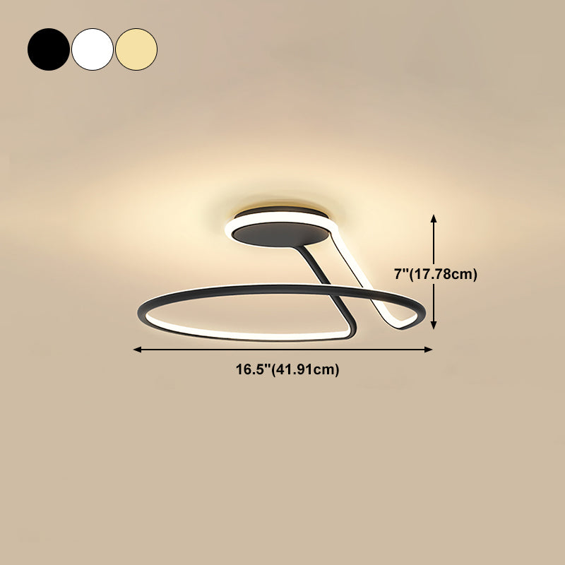 Style moderne en forme linéaire lampe de plafond métal 1 lumière légère plafond pour chambre à coucher