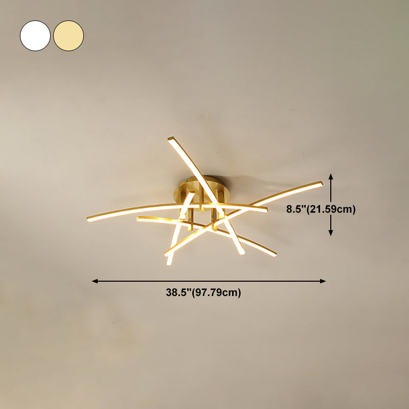 Lámpara de techo de forma lineal de estilo moderno Lámpara de techo múltiple de metal para el comedor