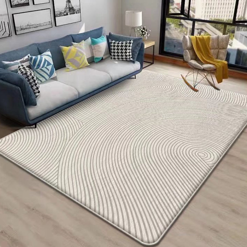 Gray Irregular Striped Rug Polyester Modern Rug Washable Rug for Living Room