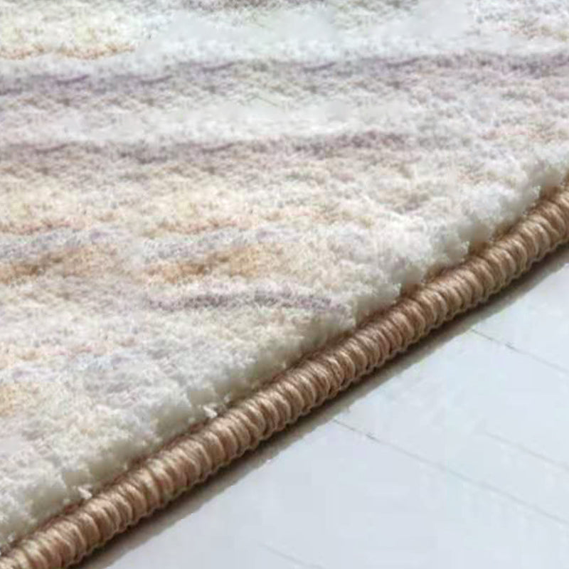 Yellow Grid Pattern Rug Polyester Modern Rug Washable Rug for Living Room