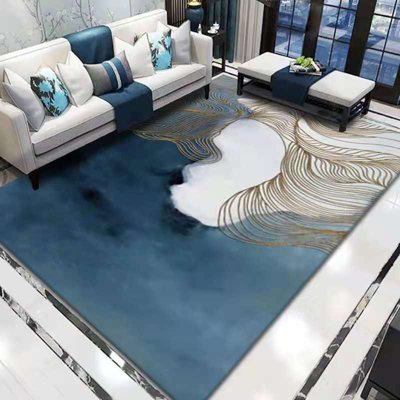 Light Gray Modern Rug Polyester Abstract Print Rug Non-Slip Backing Rug for Home Decor