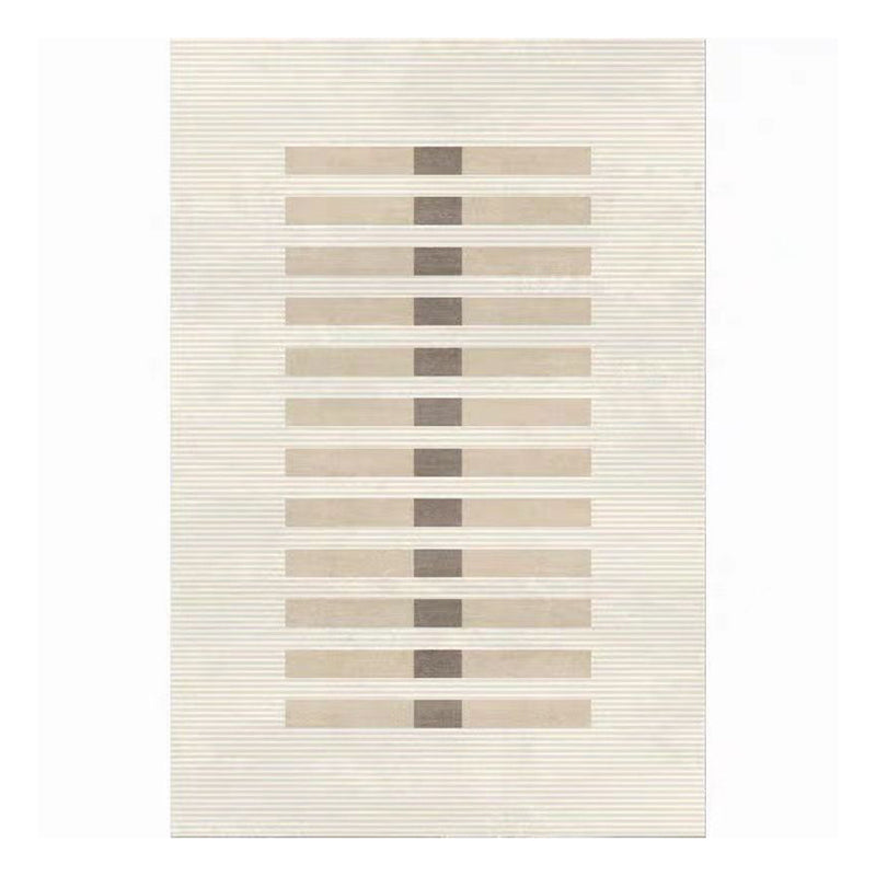 Beige Modern Rug Polyester Striped Rug Non-Slip Backing Rug for Drawing Room