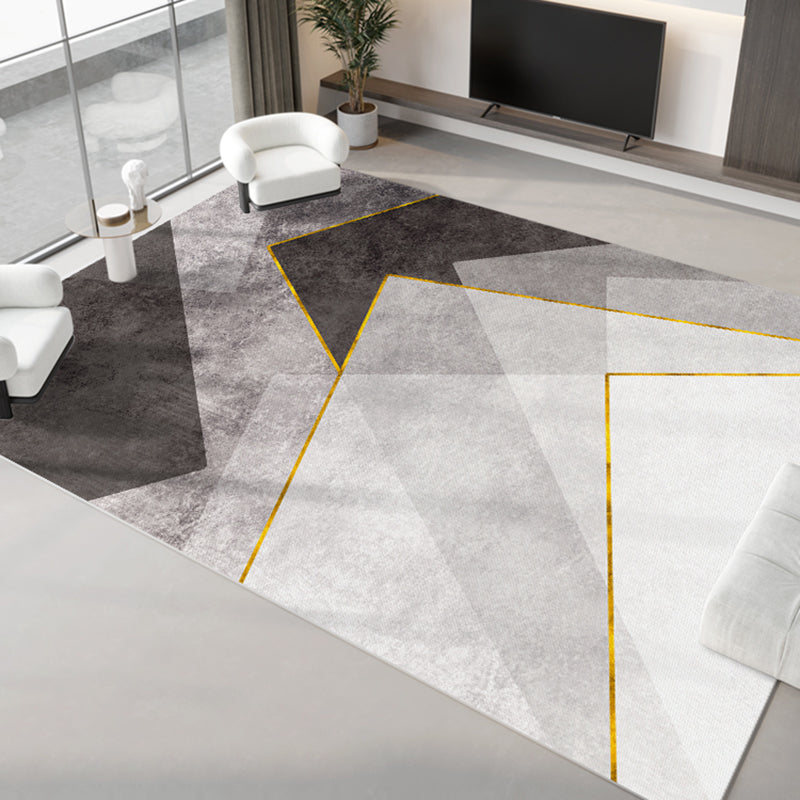 Light Gray Modern Rug Polyester Graphic Indoor Rug Non-Slip Backing Rug for Home Decor