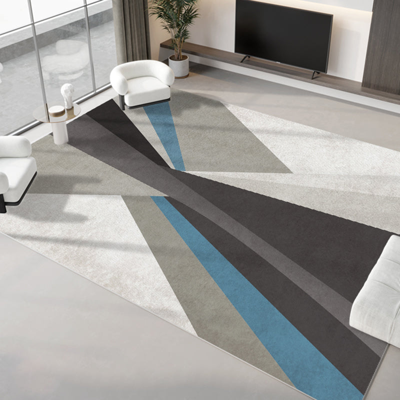 Light Gray Modern Rug Polyester Graphic Indoor Rug Non-Slip Backing Rug for Home Decor