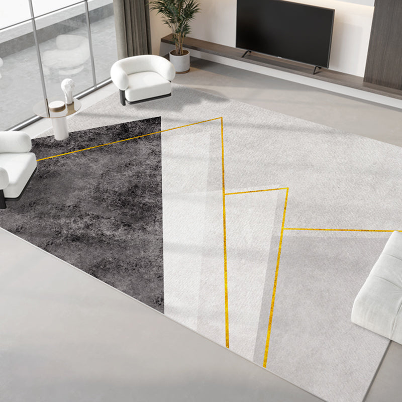 Light Gray Modern Rug Polyester Graphic Indoor Rug Non-Slip Backing Rug for Home Decor