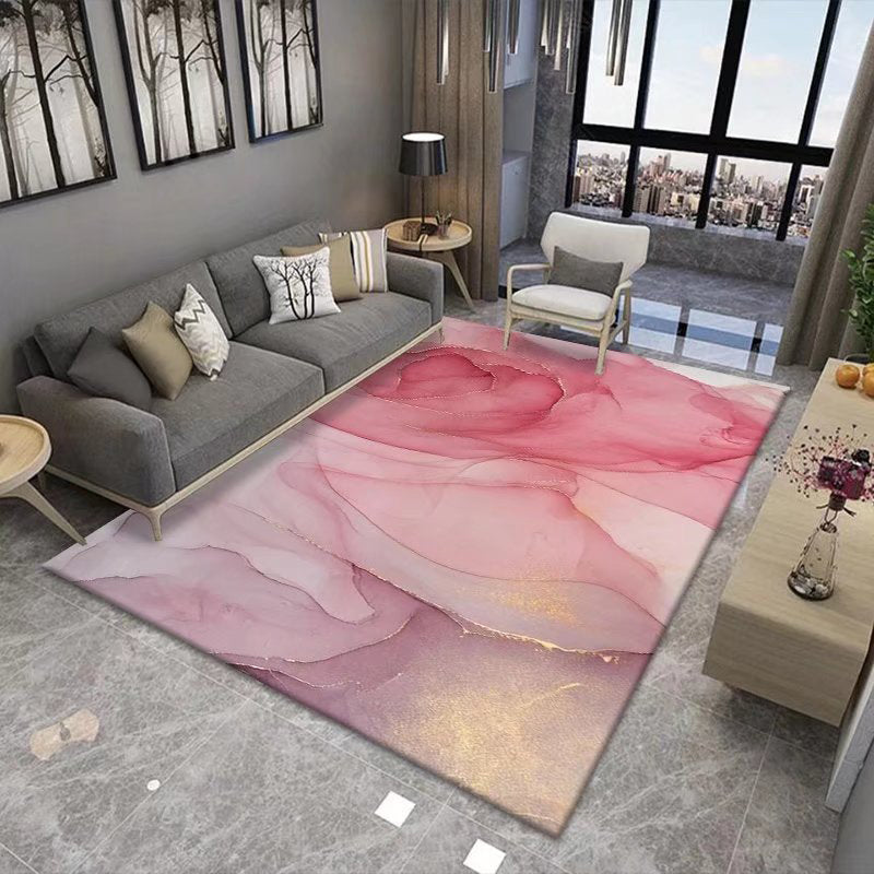 Purple Abstract Print Rug Polyester Pattern Rug Washable Rug for Home Decor