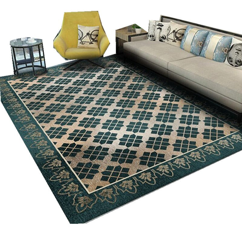 Light Brown Flower Rug Polyester Retro Rug Washable Rug for Drawing Room