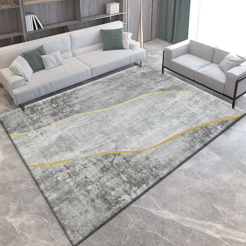 Dark Gray Gorgeous Rug Polyester Graphic Indoor Rug Stain Resistant Rug for Drawing Room