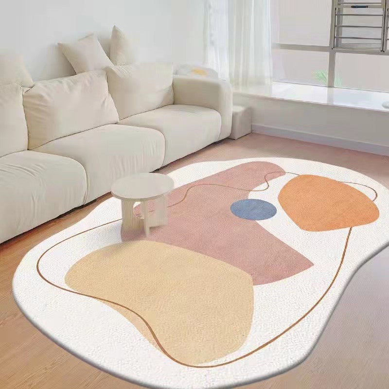 Tapis décontracté orange en Polyester, bloc de couleur, résistant aux taches, pour la décoration de la maison