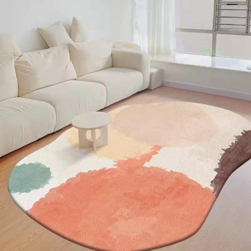Tapis décontracté orange en Polyester, bloc de couleur, résistant aux taches, pour la décoration de la maison