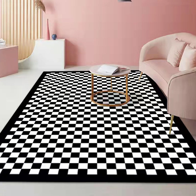 Yellow Modern Carpet Polyester Checked Pattern Carpet Washable Carpet for Drawing Room
