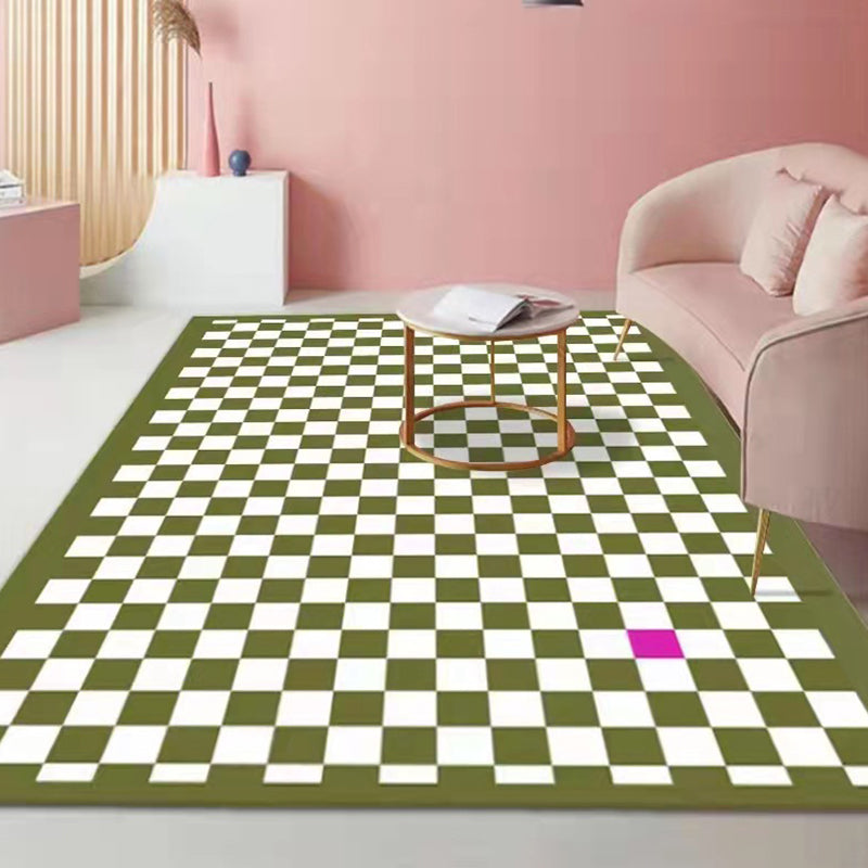 Yellow Modern Carpet Polyester Checked Pattern Carpet Washable Carpet for Drawing Room