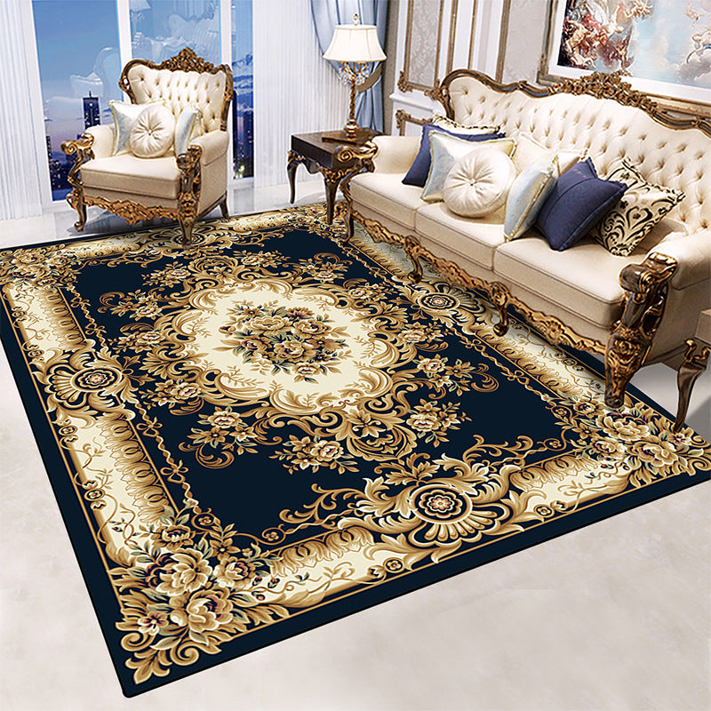 Gold Retro Carpet Polyester Graphic Carpet Stain Resistant Carpet for Living Room