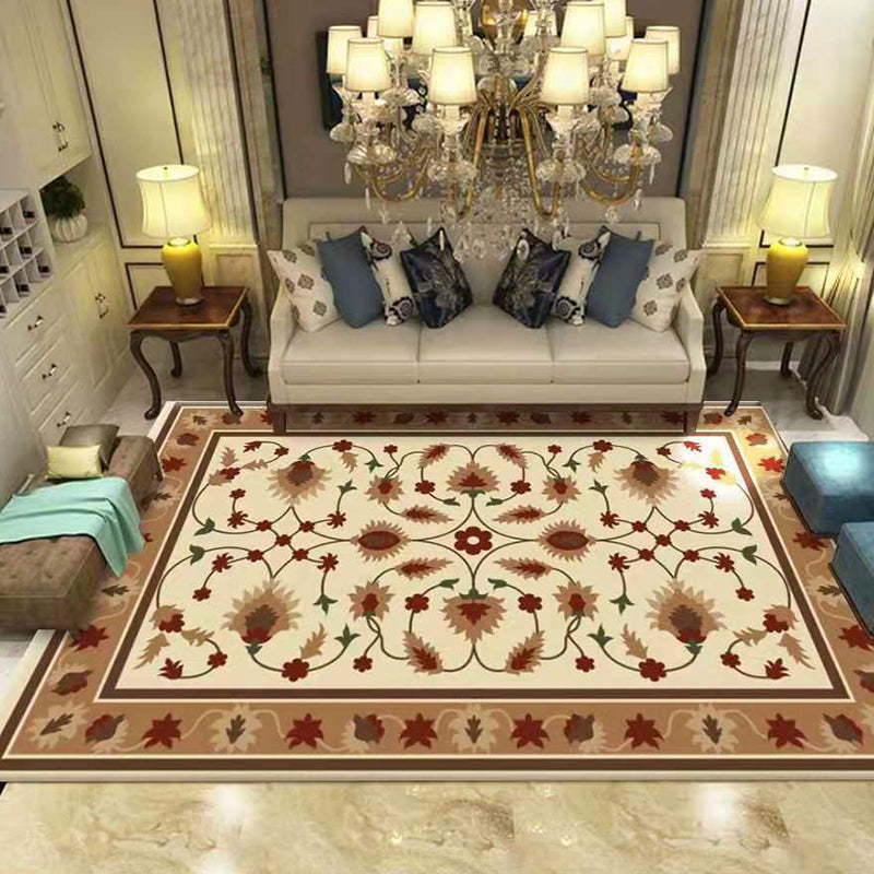 Apricot Graphic Area Rug Polyester Luxury Rug Non-Slip Backing Rug for Living Room
