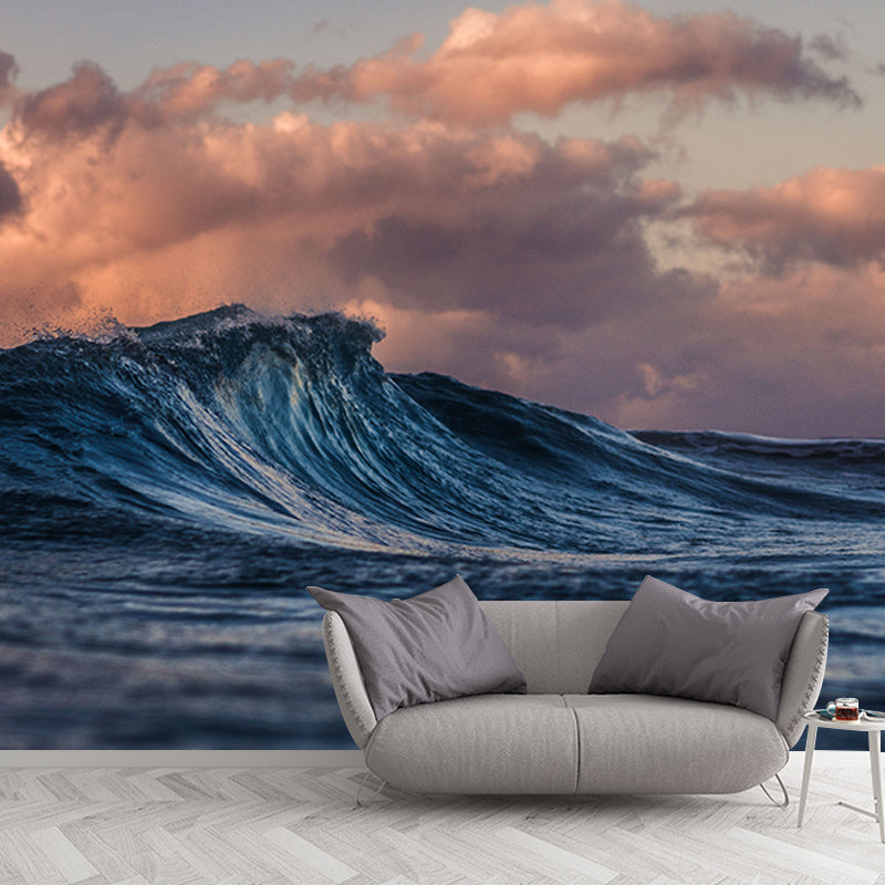 Environment Friendly Resistant Mural Wallpaper Sea Wave Living Room Wall Mural