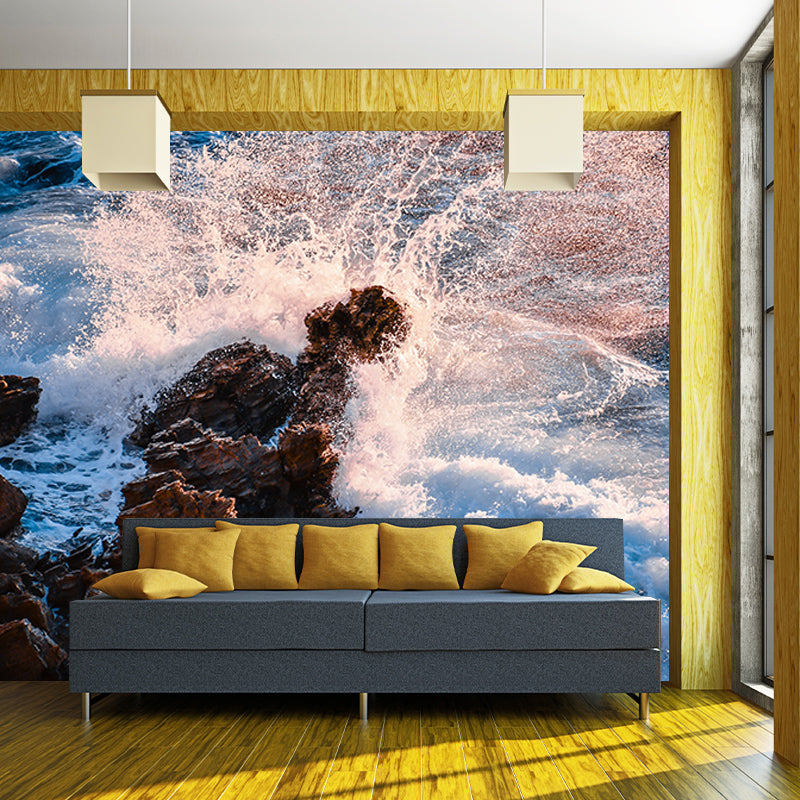 Environment Friendly Resistant Mural Wallpaper Sea Wave Living Room Wall Mural