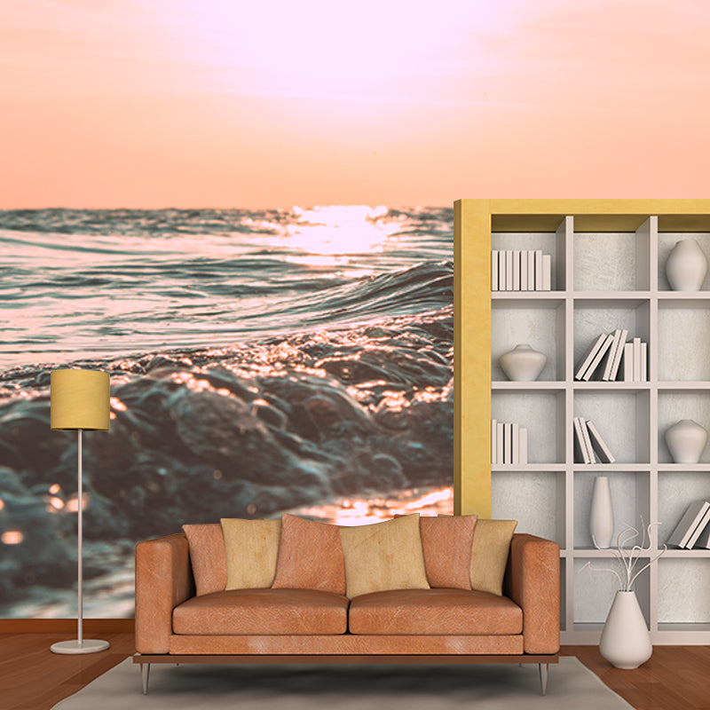Environment Friendly Resistant Mural Wallpaper Sea Wave Living Room Wall Mural