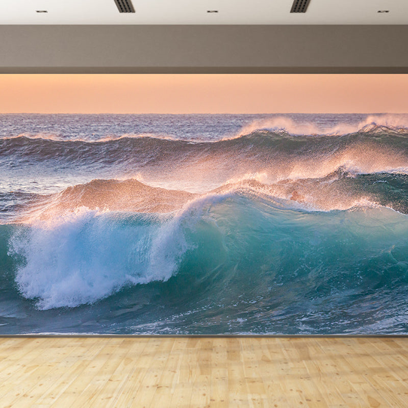 Photography Stain Resistant Wall Mural Wallpaper Sea Wave Sitting Room Wall Mural