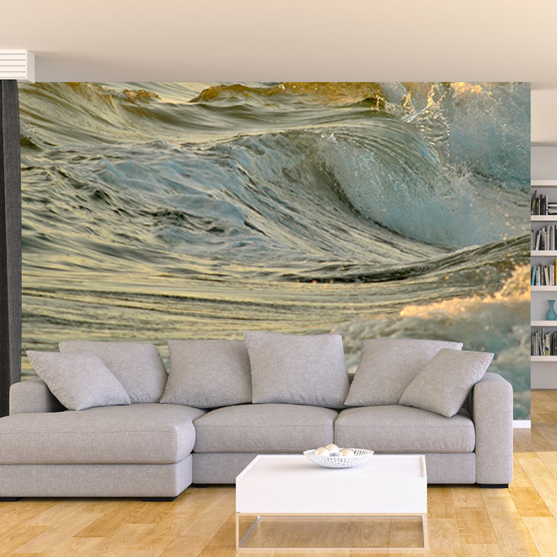 Photography Stain Resistant Wall Mural Wallpaper Sea Wave Sitting Room Wall Mural