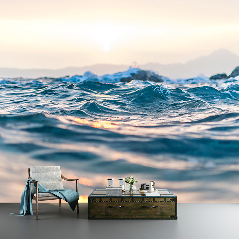 Modern Style Wall Mural Wallpaper Sea Wave Sitting Room Wall Mural