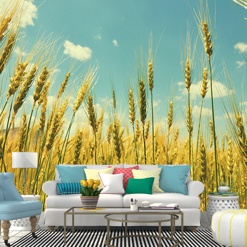 Modern Style Mural Wallpaper Wheat Field Environment Friendly Bedroom Wall Mural