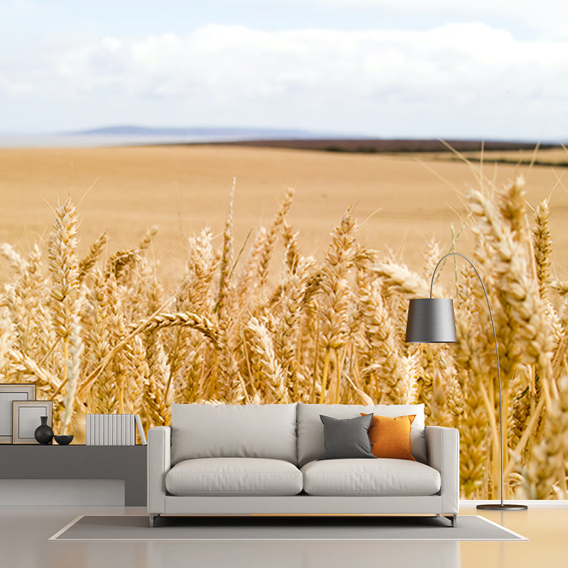 Modern Style Mural Wallpaper Wheat Field Environment Friendly Bedroom Wall Mural