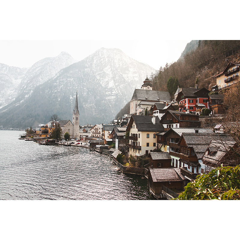 Photography Wall Mural Wallpaper Town Scenery Sitting Room Wall Mural