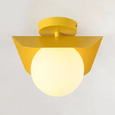 Macaron Loft Orb Shade Flush Mount Light Frosted Glass 1 Bulb Ceiling Fixture for Hallway