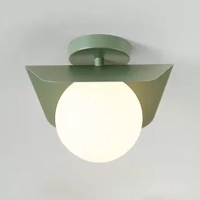 Macaron Loft Orb Shade Flush Mount Light Frosted Glass 1 Bulb Ceiling Fixture for Hallway