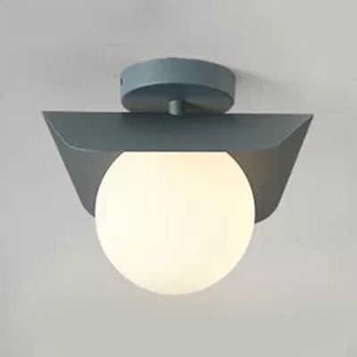 Macaron Loft Orb Shade Flush Mount Light Frosted Glass 1 Bulb Ceiling Fixture for Hallway