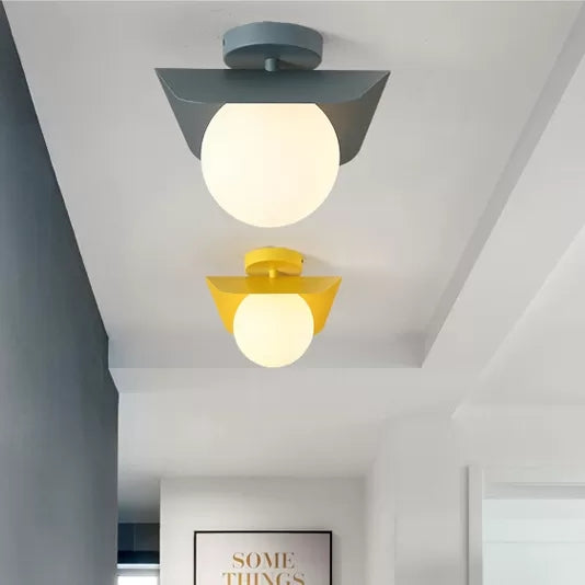 Macaron Loft Orb Shade Flush Mount Light Frosted Glass 1 Bulb Ceiling Fixture for Hallway