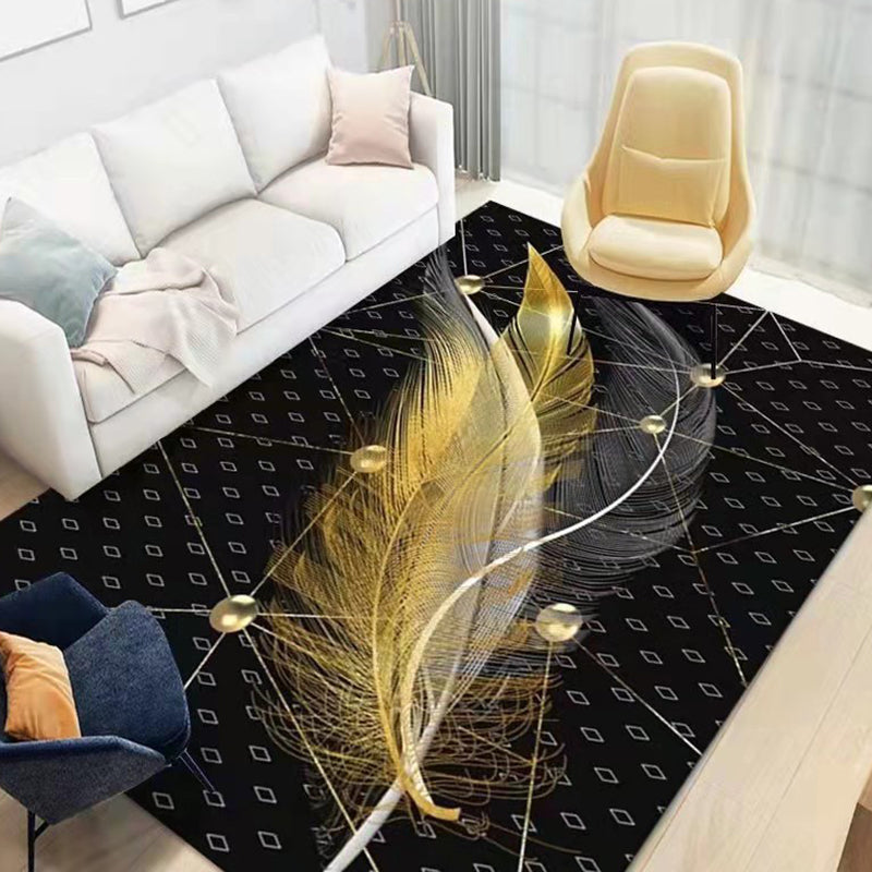 Gray Feather Carpet Polyester Modern Carpet Non-Slip Backing Carpet for Home Decor