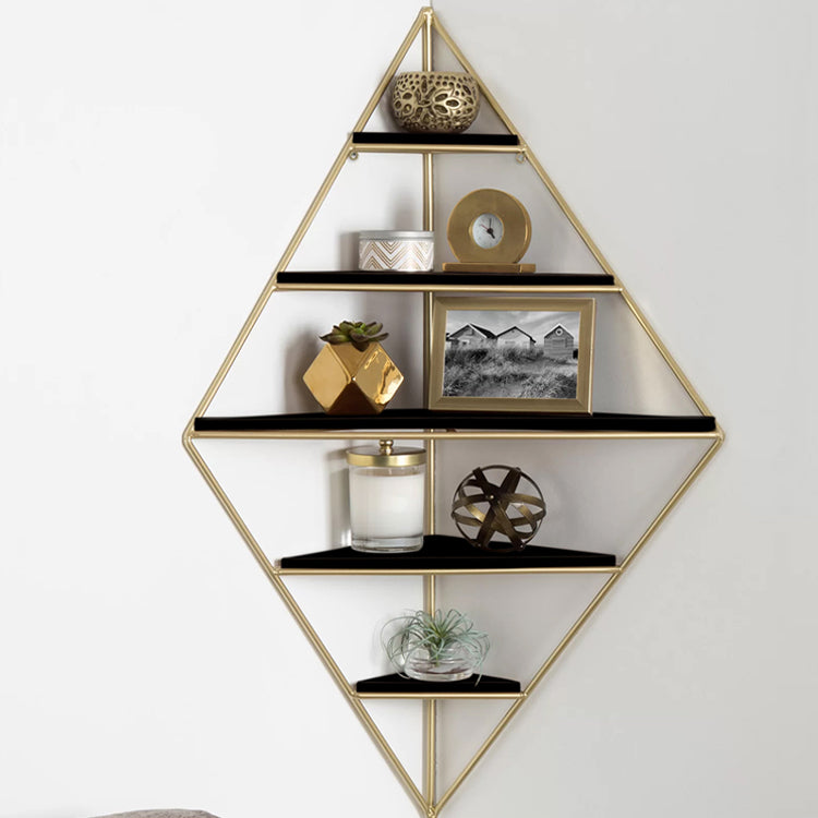 Iron Frame Wall Mounted Bookshelf Industrial Vertical Manufactured Wood Shelf Bookshelf