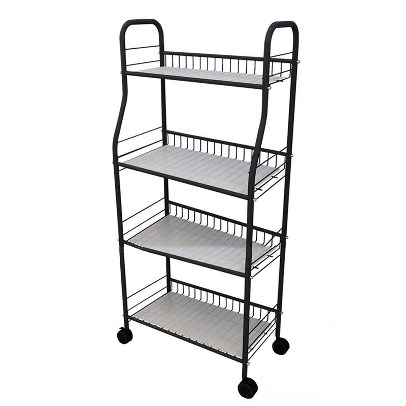 Industrial Style Steel Bookshelf Open Shelf Bookcase with Caster Wheels