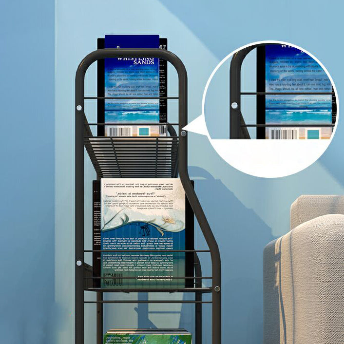 Industrial Style Steel Bookshelf Open Shelf Bookcase with Caster Wheels