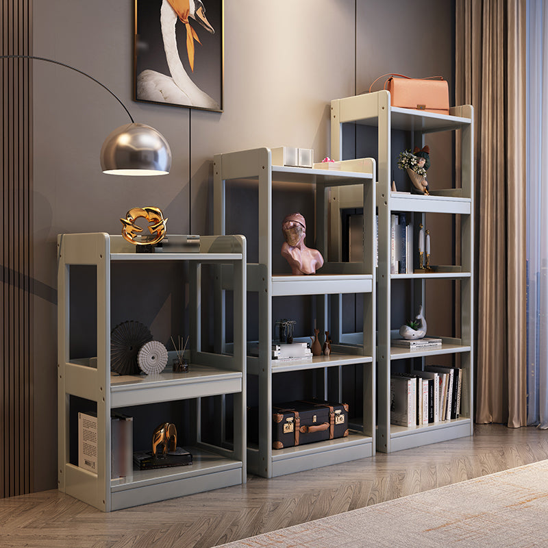 Hedendaagse verticale etagere boekenplank grijs en zwarte rubberhout boekenplank