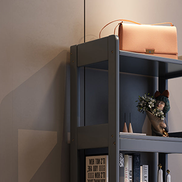 Zeitgenössischer vertikaler Etagere -Bücherregal grau und schwarzer Gummi -Holzbuchhandel