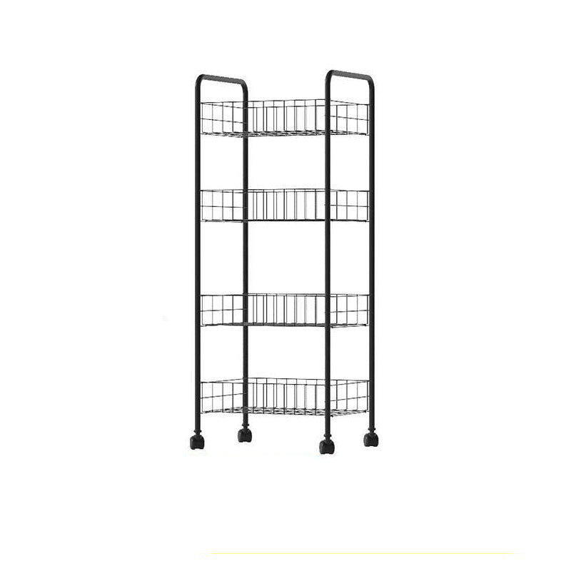 Industrial Iron Etagere Bookshelf Open Vertical Bookshelf with Caster Wheels